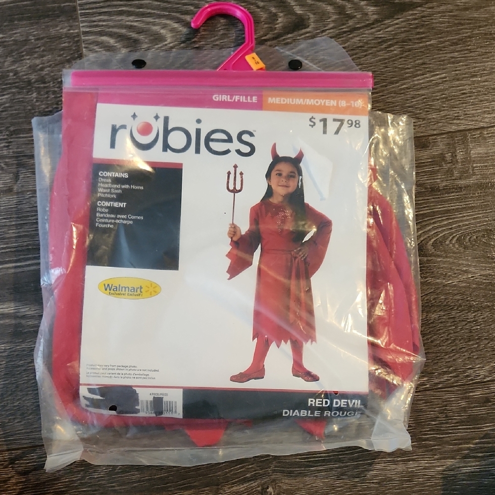 Rubie's Fiery Red Devil Costume for Kids Med 8/10 Brand New 4pcs Halloween